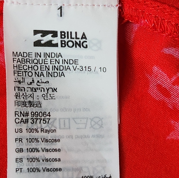 Billabong Red Pink Wrap Slit Sundress S - Picture 11 of 12